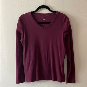 Lands' End Red Long Sleeve Fitted Top